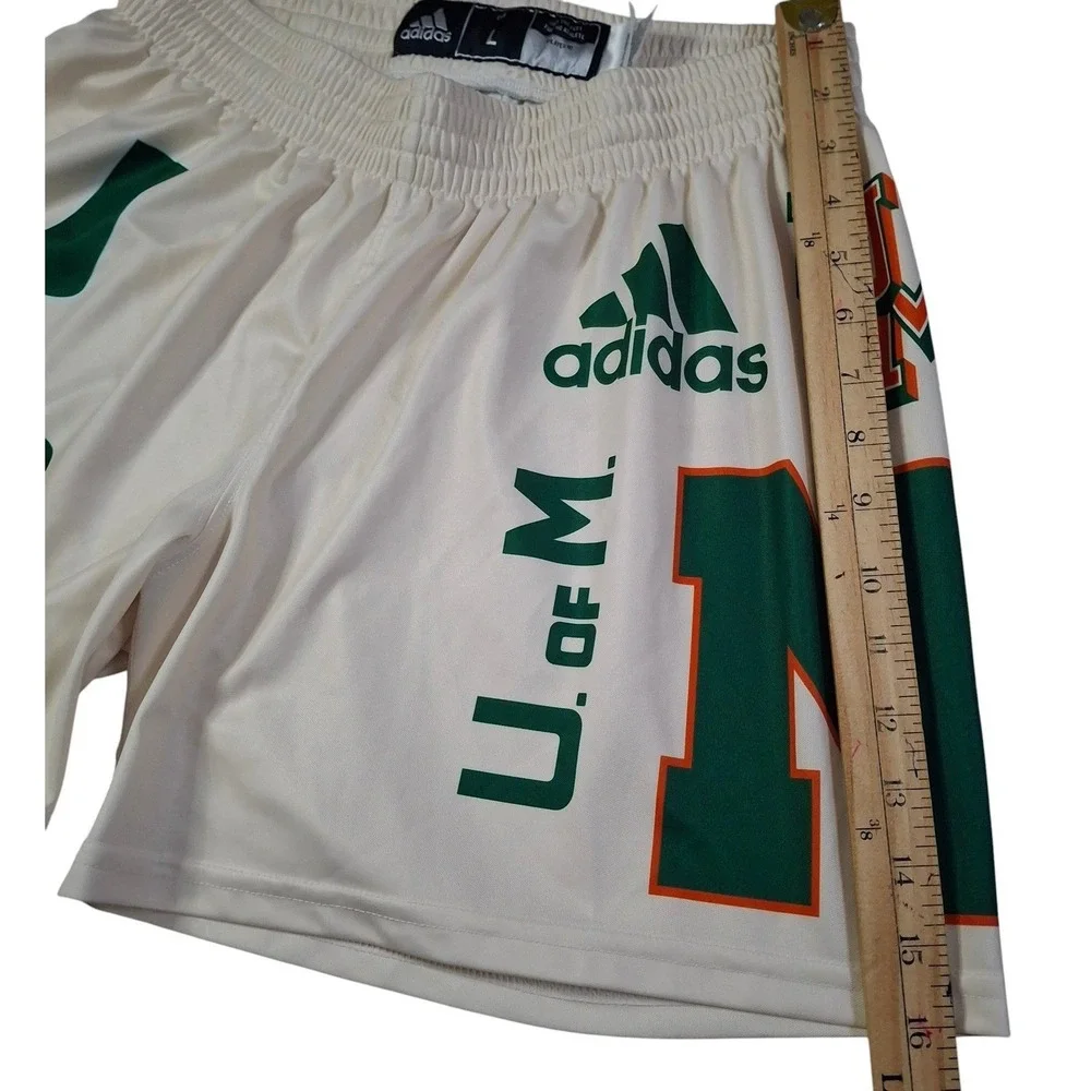 Adidas Miami Hurricanes Mens Large Cream Athletic Shorts U of M NCAA Basketball